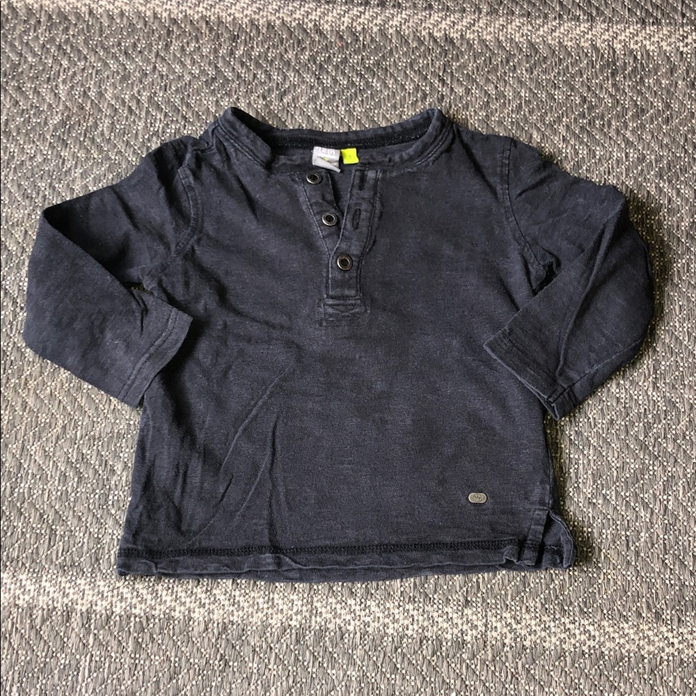 Petit Lem Navy Long Sleeve Henley Top for Kids